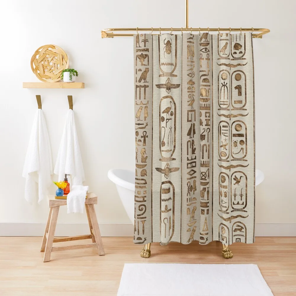 

Egyptian hieroglyphs Pastel Gold Shower Curtain Bathroom Showers Curtains For Bathrooms With Beautiful Designs