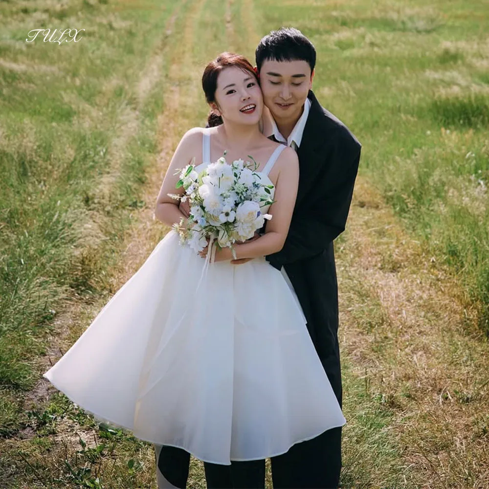 

TULX Ivory Taffeta Short Wedding Dress 웨딩드레스 Korea Photo Shoot Strapless Strap Mini A line Bridal Gowns Corset Customized