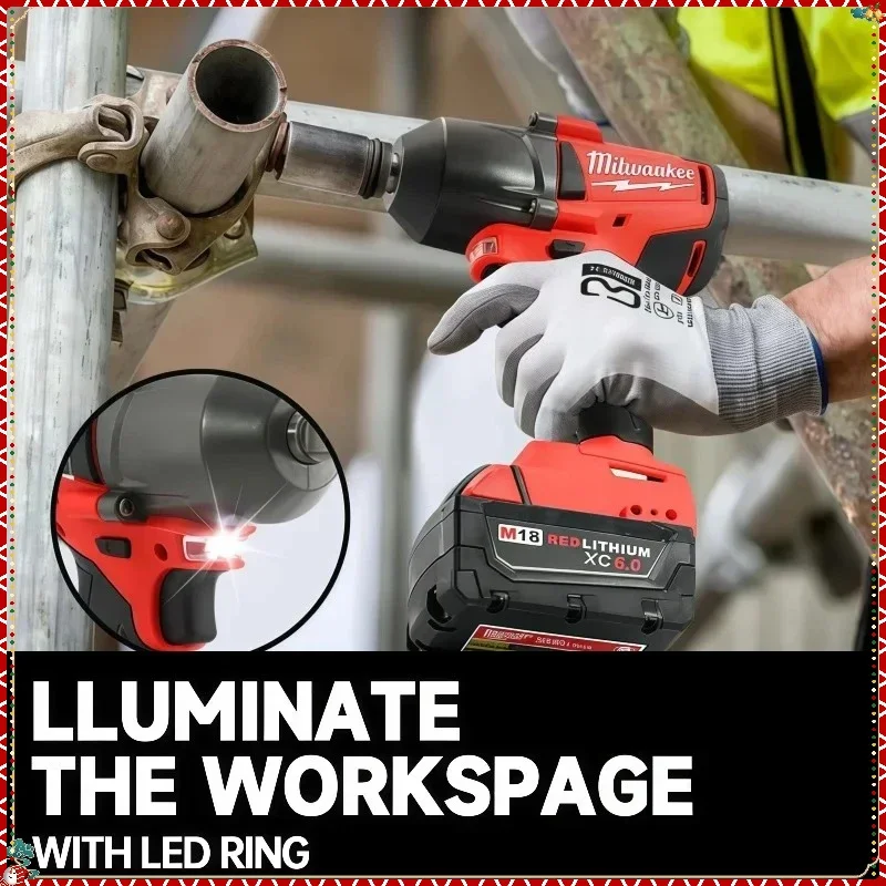 ميلووكي 1300Nm مفتاح كهربائي بدون فرش عزم دوران كبير أداة السلطة اللاسلكي تأثير وجع سيارة شاحنة إصلاح لبطارية ميلووكي #5