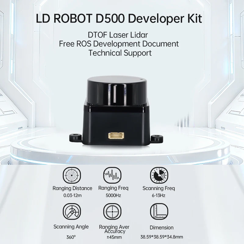 LDROBOT D500 lidar kit DTOF laser Radar Lidar Scanner 360° 30000Lux 5000Hz support ROS1 ROS2 for Indoor and outdoor