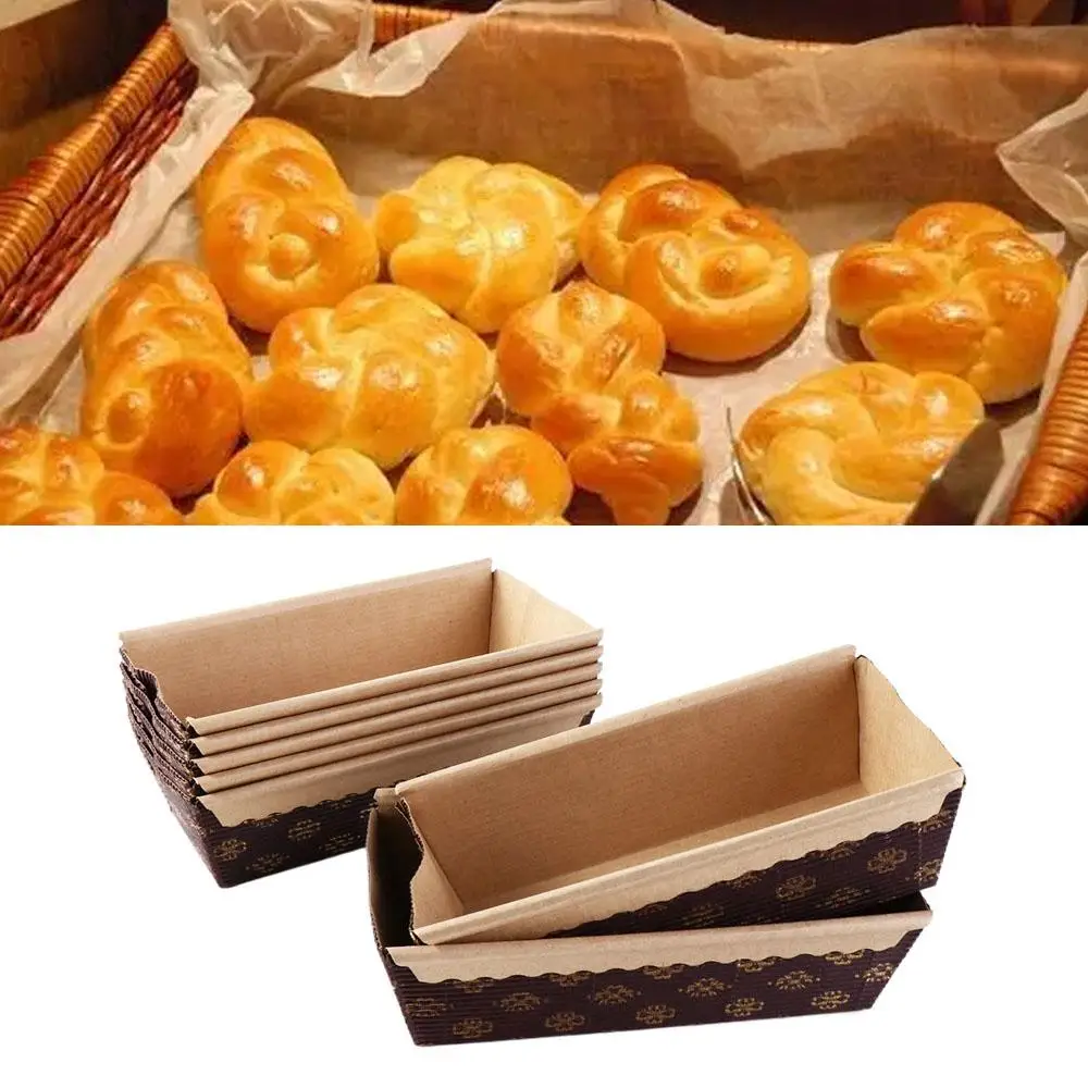 25Pcs Wedding Baking Kraft Rectangle Cake Liner Paper Loaf Pans Toast Box Bread Tray