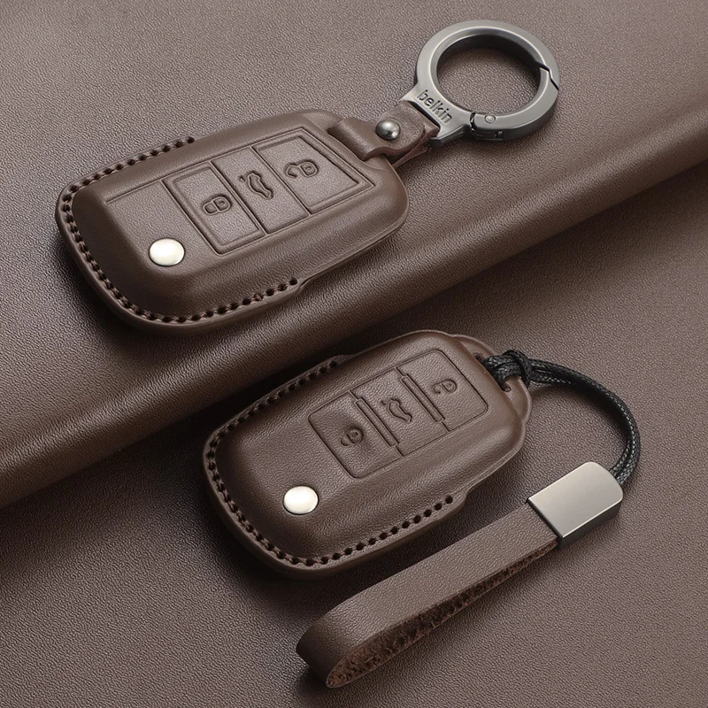 

Leather Car Flip Key Case Cover for VW Volkswagen Seat Leon Altea Keyless Polo Golf Passat Beetle Tiguan Skoda Octavia Kodiaq