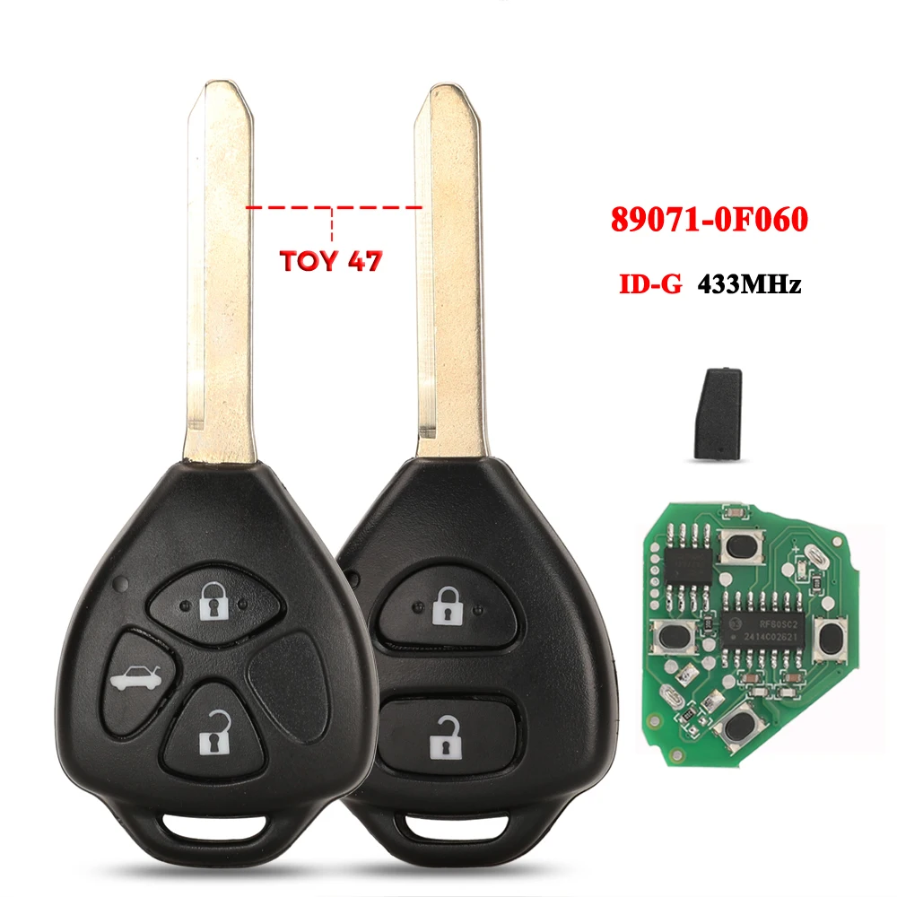 jingyuqin Replacement 89071-0F060 Remote Car Key 433MHZ G Chip For Toyota verso TOY47 Blade 2/3 Buttons Fob