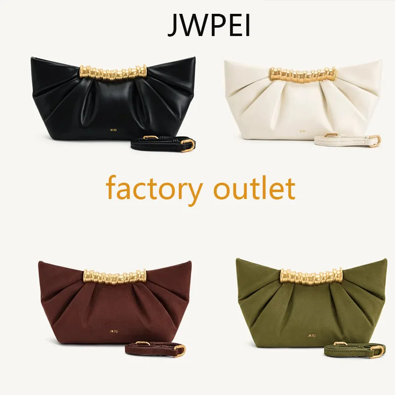 

JW PEI Pleated Clutch Leia Metallic Fashion High 2025 Spring Summer New Evening Clutch Bag Woman
