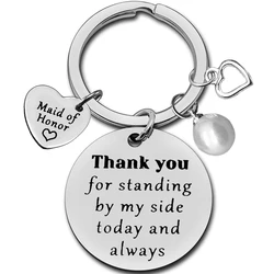 Bridesmaid Gift From Bride Maid of Honor Keychain Pearl Heart Bridesmaid Proposal Gifts Wedding Gifts for Maid of Honor Bride