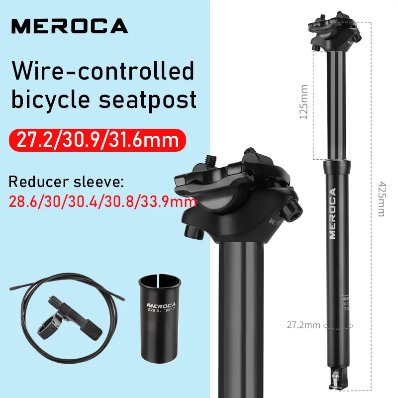 MEROCA Mtb tija de sillín cuentagotas 27,2 30,9 31,6mm tija de sillín telescópica Control de cable tubo de asiento de bicicleta ajustable ruta de cable interno