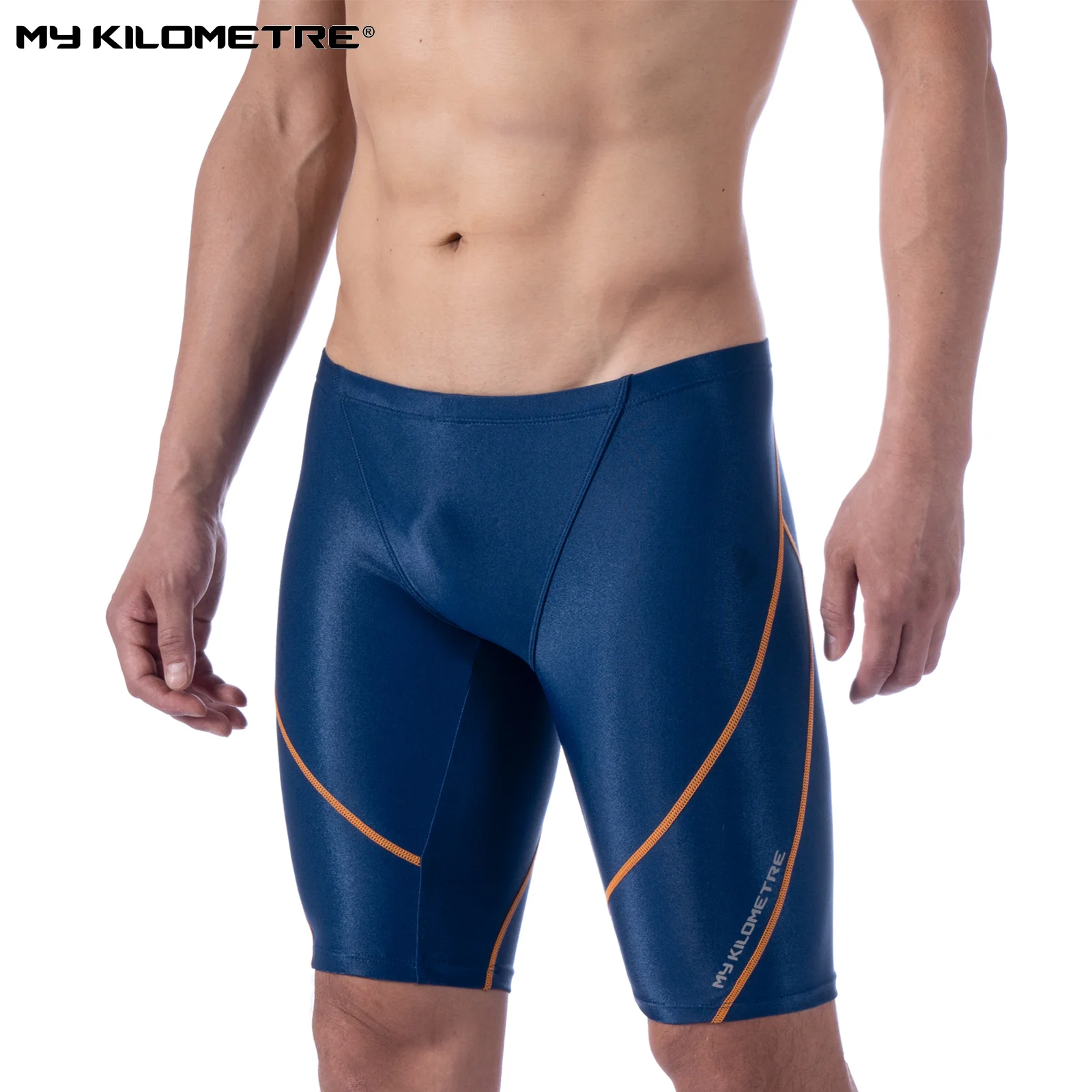 MY KILOMETRE Mens Swim Jammer Swimwear PBT Durable Athletic Training Endurance Swimsuits Swimming Shorts Trunks Man Swim Jammers