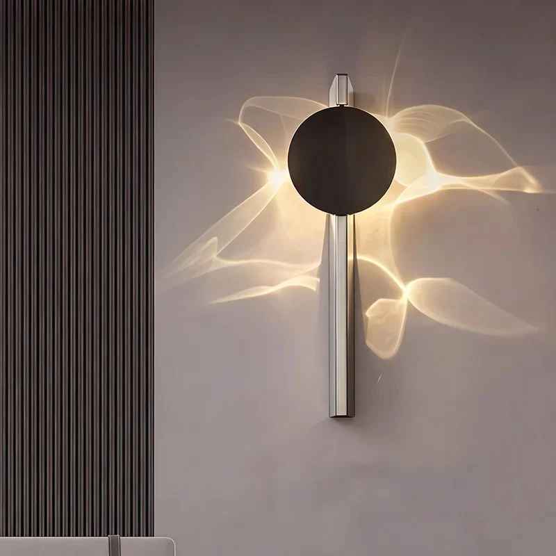 Modern Art LED Wall Sconce with Light Projection Effect for Bedroom, Living Room, and Hotel Corridor Decor
