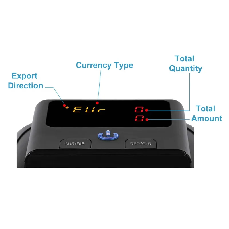 

220V Portable US Dollar and Euro Bill Validator LED Display Automatic Money Detection Rechargeable Counterfeit Bill Detector