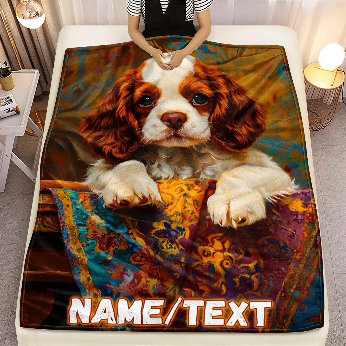 

Personalized dog themed flannel blanket is soft, warm, and lightweight, suitable for sofa beds, travel camping, and more