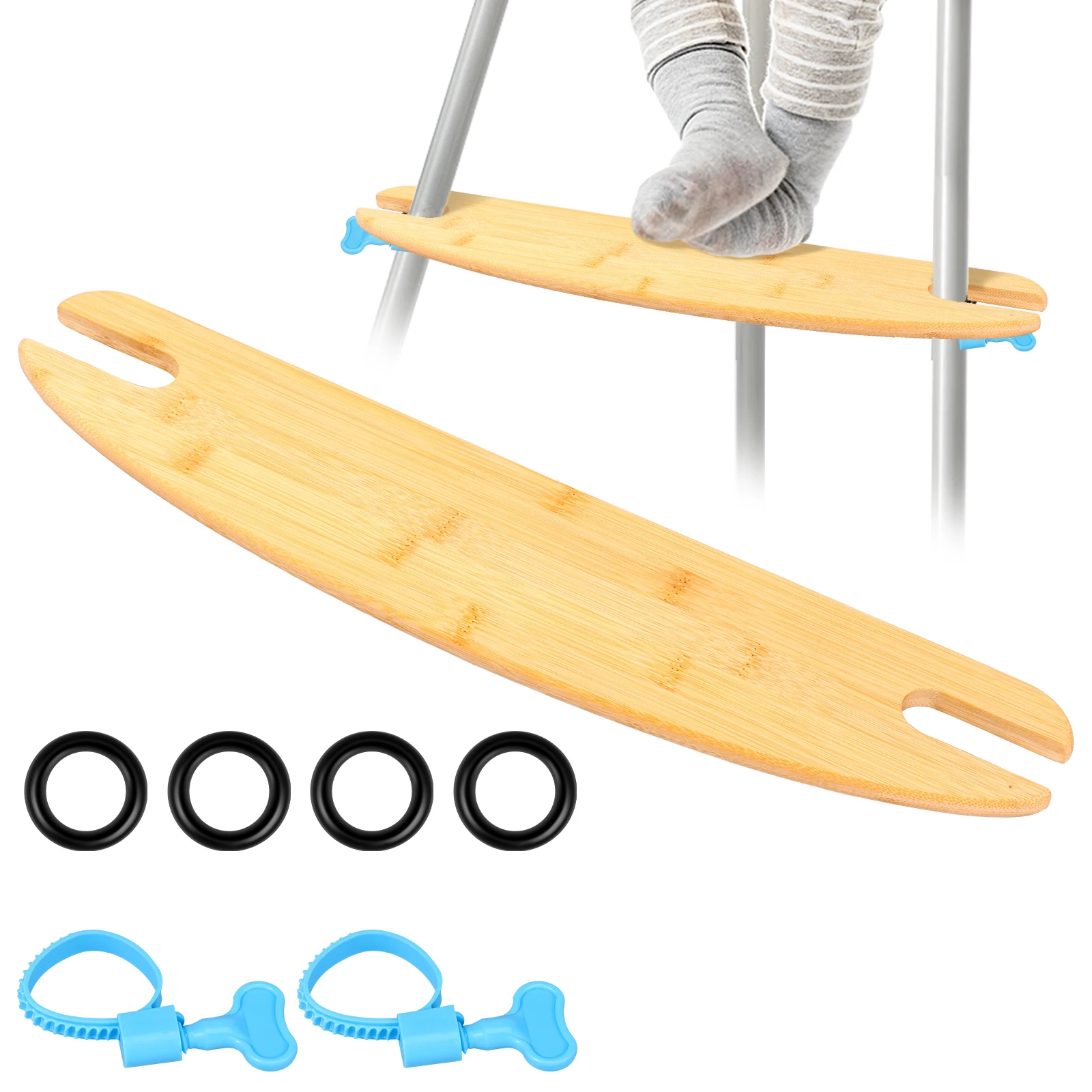 

Подставка для ног для детского стульчика из бамбукового дерева, регулируемая по высоте, с резиновыми кольцами, универсальный аксессуар для детских стульчиков