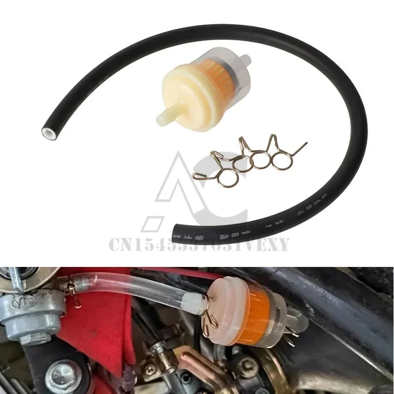 1 Juego de tubo de manguera en línea de gasolina con Clips Universal para Mini Moto de 4 tiempos, tubo de filtro de aceite líquido de gasolina Quad