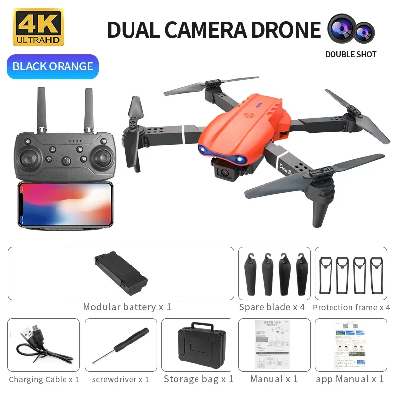 Mini Foldable RC Quadcopter E99 K3 Pro - Dual Camera Aerial Drone with 4K HD, Hold Mode & LED Lights | WIFI Remote Control Toy