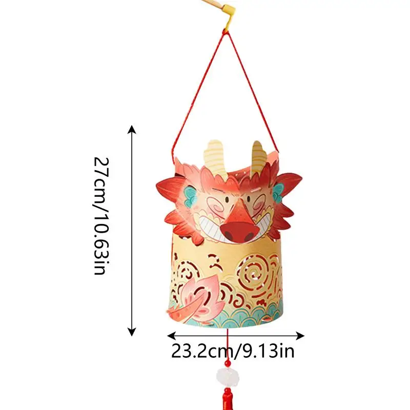 Dragon Festival LED Lanterna para crianças, estilo nacional, artesanato luminoso DIY, papel antigo, festival da primavera, presente de decoração, 2024