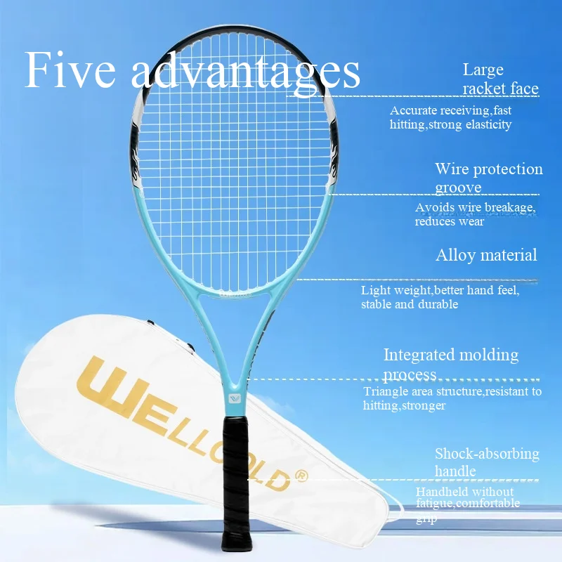 Aluminum Alloy Carbon Tennis Racket Beginner Training Racket Adult Outdoor Sports Ultra-Lightweight Professional Tennis Racket
