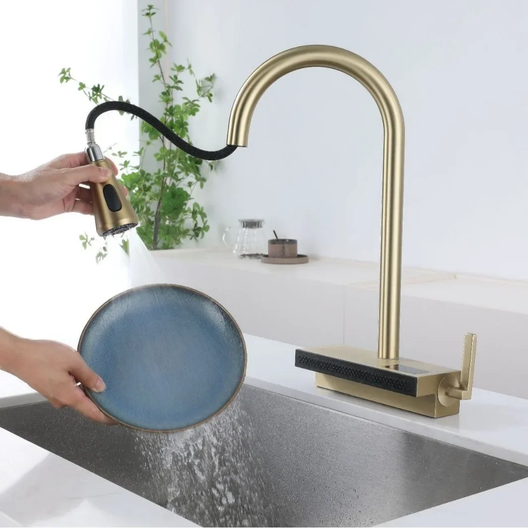 Household, all-copper rain faucet, hot and cold, pumping, multi-function, waterfall