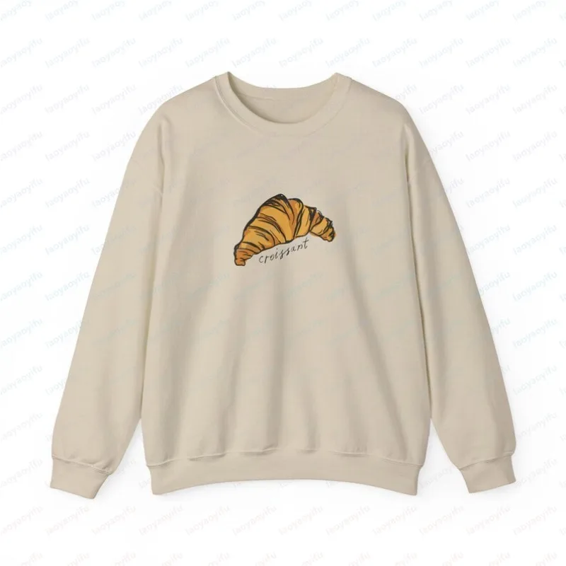 Croissant French Pastry Trendy Paris Sweatshirt Food Sweatshirt Breakfast Sweatshirt Paris Sweater Croissant Lover Outdoor Tops
