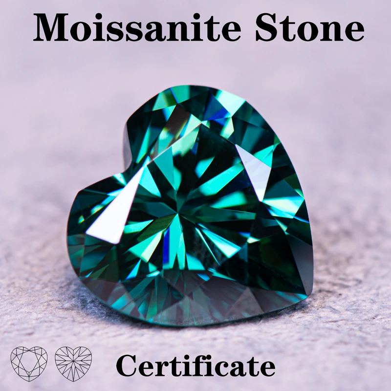 

Moissanite Stone Natural Colour Emerald Heart Shape with GRA Certificate Pass Diamond Tester Charms Top Jewelry Making Materials