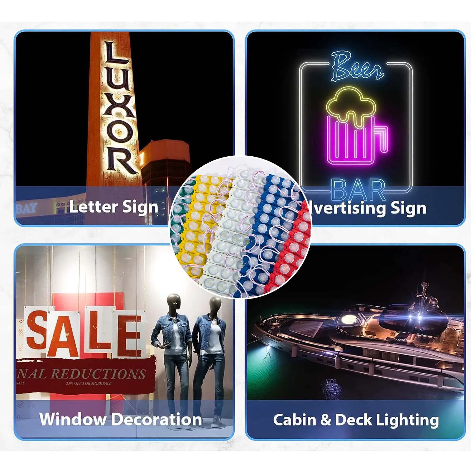 20pcs Led Module Light Waterproof 2835 SMD Decorative Lights For Advertising Signs With Tape Adhesive