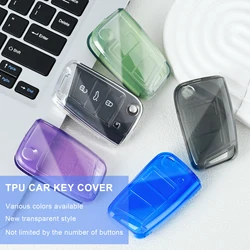 For Volkswagen VW Polo Golf 7 Golf7 MK7 Tiguan Skoda Octavia Kodiaq Karoq for Seat Ateca TPU Transparent Car Key Fob Case Cover