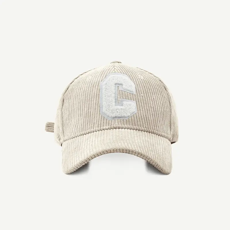 Neue Cord-Baseballkappe für Damen, Modische C-Buchstaben-Snapback-Mütze, Verstellbare Casual Hip-Hop-Kappe für Herren, Outdoor-Angeln und Joggen – Detail 12