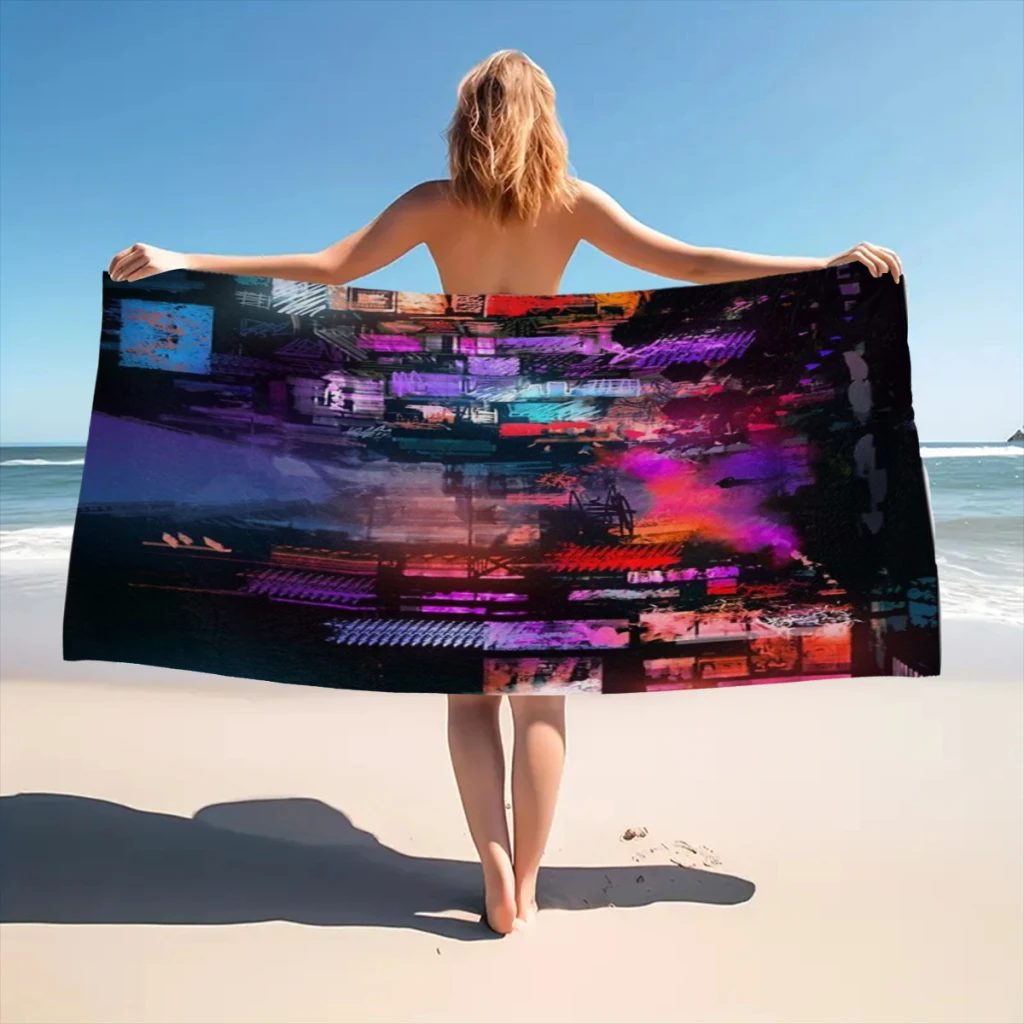 Unleashed at Night Beach Towel  Poncho Bathing Towels Cover-ups Quick Dry Sand Free Yoga Spa Gym Pool