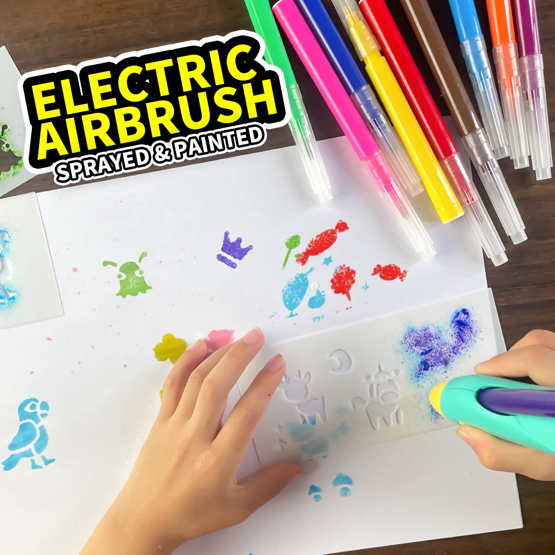 Electric Watercolor Spray Pen Children's Hand-painted Color Paintbrush Washable 12 Color Spray Pen Children's Christmas Gift Set
