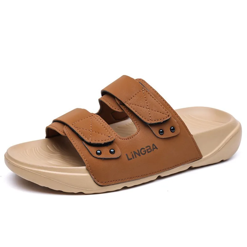 

Summer Cow Suede Men's Casual Slippers Breathable Non Slip Travel Vacation Beach Sandals Casual Men's Shoes