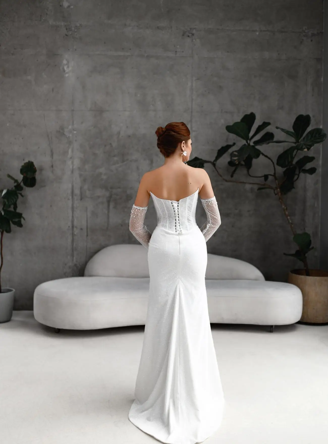 فستان زفاف أنيق مخصص بدون أكتاف مع دانتيل لؤلؤي مزين بحورية البحر الشفافة فستان زفاف صورة ظلية للاحتفالات الرسمية #2