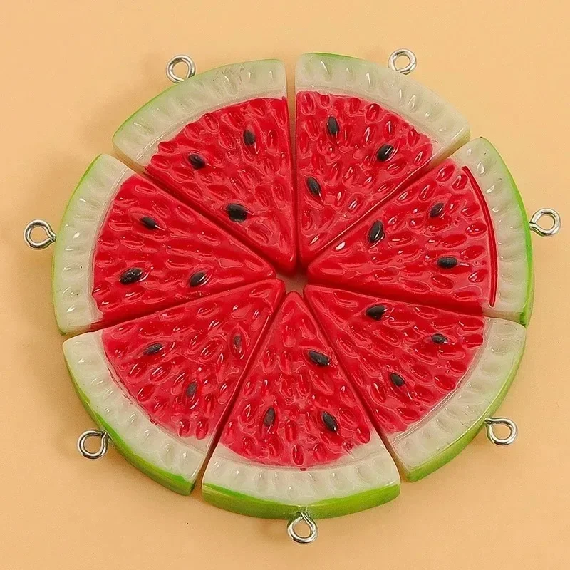 10 Pack Mini Watermelon Slice Resin Charms Fruit Pendants DIY Jewelry Supplies For Earrings Necklaces Keychains Accessories