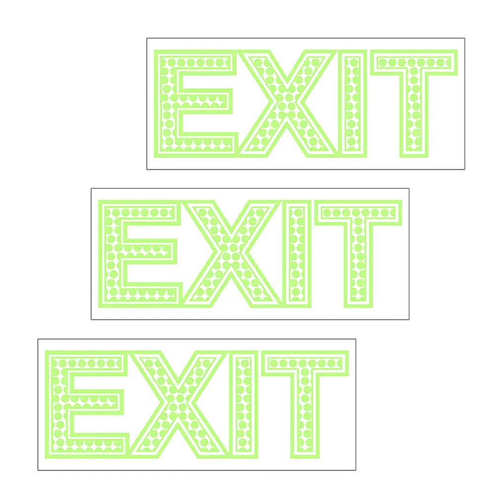 

3Pcs Exit Photoluminescent Sign Sticker Light Fluorescent Wall Glass Tile Compatible Emergency Exit