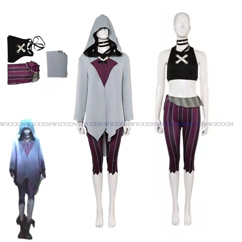 Game LOL Arcane Crit Loli Jinx Cosplay Costume The Loose Cannon Hooded Cloak Short Sleeve Uniform Wig Man Woman Carnival Suit