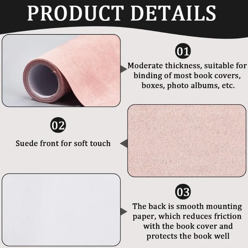 1pc Book Cloth for Book Binding 59 x 16.9in Pink Suede Fabric Surface Paper Backed A3-A8 Bookcover Books Album Scrapbooking