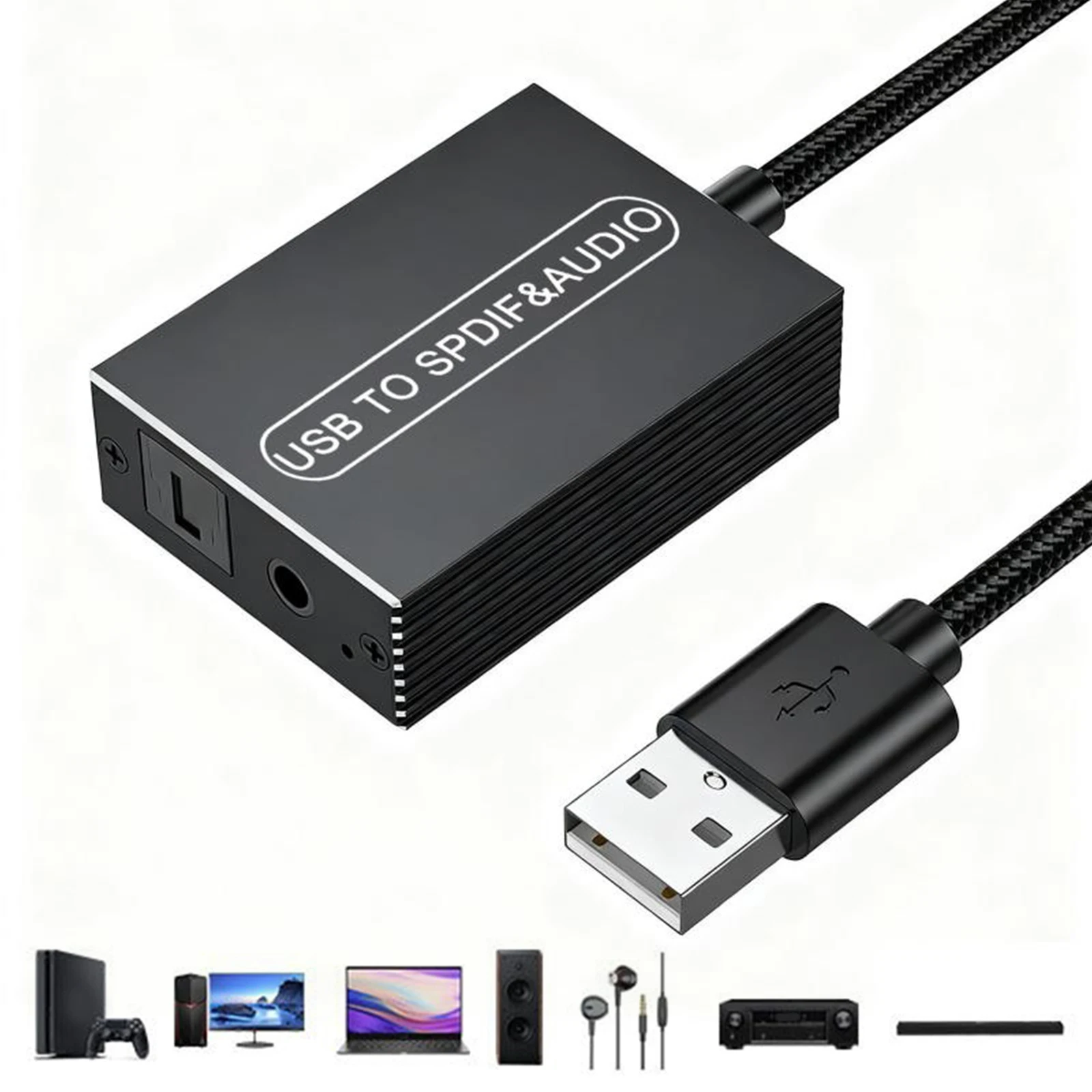 USB To Optical S/PDIF&3.5mm Jack Audio Adapter Stereo Audios Adapter Versatile Connectivity Transmitter For Connecting Computer