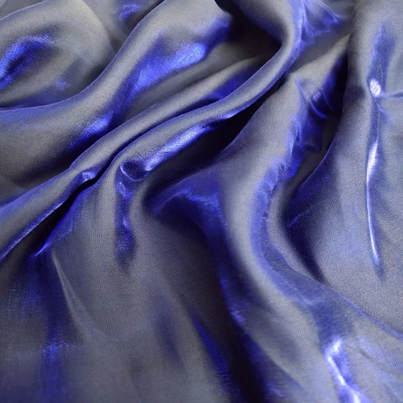 Gradient Color Changing Glass Silk Satin Fabric Shiny Crystal Iridescent Material for Hanfu Dress Stage Costume DIY Sewing view 3