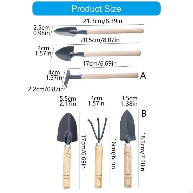 A9LA 3 Piece Gardening Tool Set for Flower Bed Herb Gardens Indoor Plant Maintenance