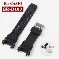 Rubber Bracelet for Casio GR-B100 Series Watch Strap Black GR-B100-1A Waterproof Wristband GRB100 Men's Watches Accessories