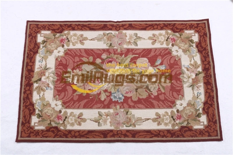 Handmade Wool Needlepoint Floral Roses Needle-point Carpet From China Bedroom Carpet Carpets