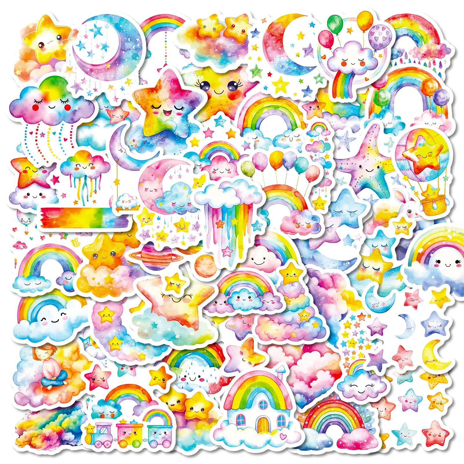 

56Pcs Color Cartoon Stars Clouds Graffiti Stickers Reward Children's Handmade DIY Stickers