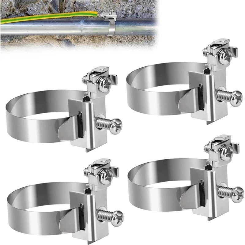 BMBY-Grounding Band Clamp For Distributor, Cable Binding(4 Pieces, 8-52 Mm), Earthing Clamp Earth Band Grounding Clamp Made