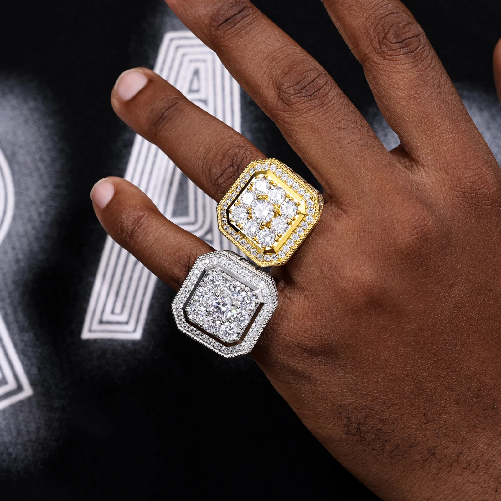 Moissanite Finger Rings Men Certificate Square Couple Ring For Women Luxury 925 Sterling Silver High Quality Hip Hop Jewelry