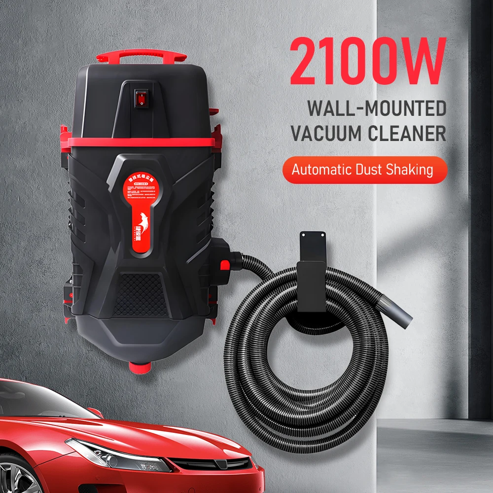 2100W Wall-Mounted Vacuum Cleaner with Automatic Dust Shaking for Car And Garage Cleaning - Home Use Car Cleaning Vacuum