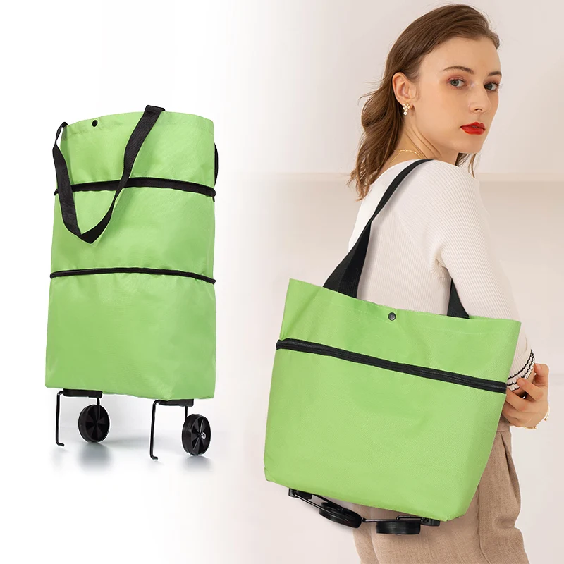 Folding Shopping Pull Cart Trolley Bag With Wheels Foldable Shopping Bags Reusable Grocery Bags Food Organizer Vegetables Bag