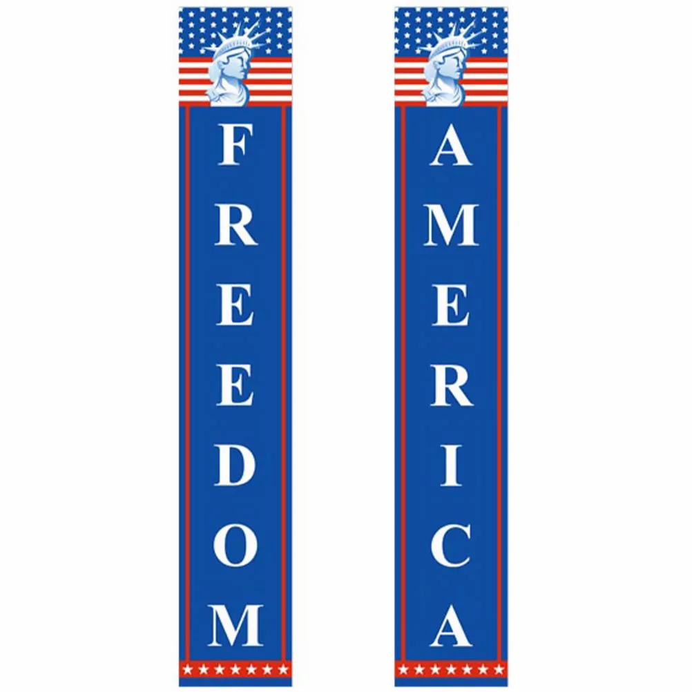 Couplet Decor Independence Day Door Sign Pendant American Party Supplies Earth Tones Decoration Oxford Cloth 300d Banner Front