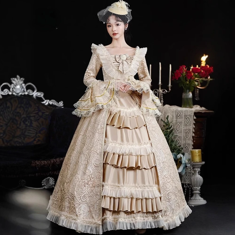 

European Medieval Court Dress Female Retro Noble Lady Catwalk Photo Camera Stage Play Costume Robe De Soiree Elegante Pour Femme