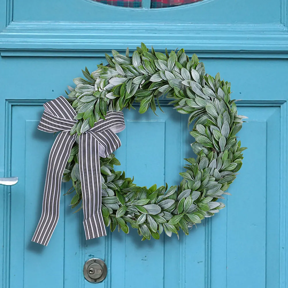 

Rabbit Ear Plant Wreath Artificial Leaf Realistic Soft H made Long Lasting Wreaths Front Door Spring Decor Greenery Outdoor