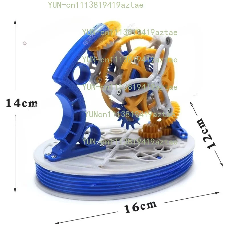Double axis tourbillon model Metal clockwork Power 3D printing pendulum clock Mechanical principle Tabletop ornament Gear art