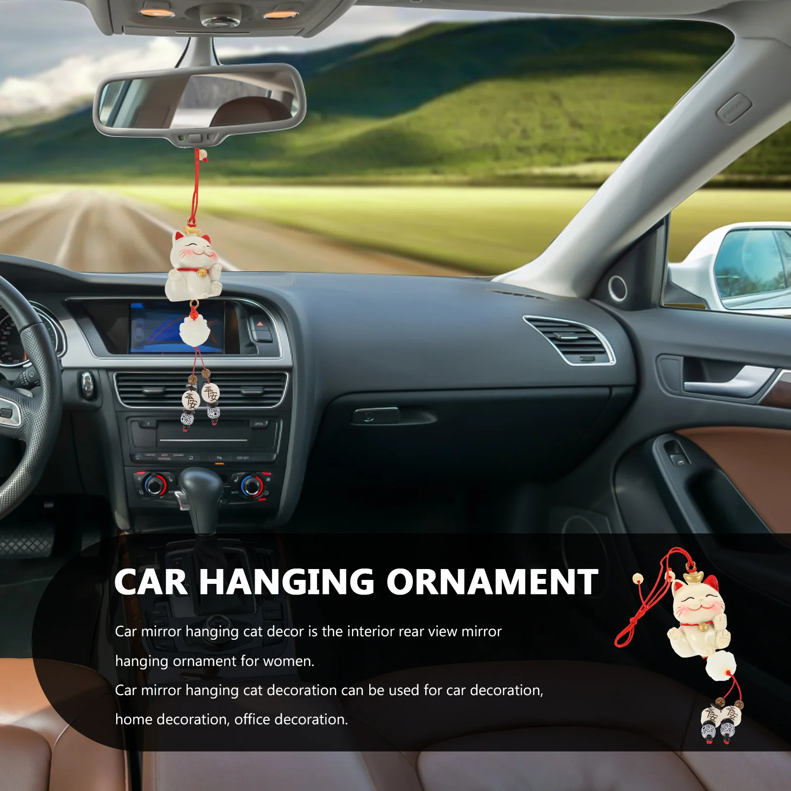 

Car Interior Cat Pendant Rearview Mirror Hanging Ornament Design Car Accessory Rearview Mirror Charms