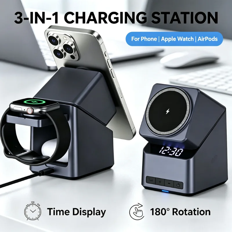 マグネティックワイヤレス充電スタンド-4-in-1-デスクトップ時計-iphone-17-16-15-14-13用-iwatch-10-9-8-7-airpods用-急速充電ステーション