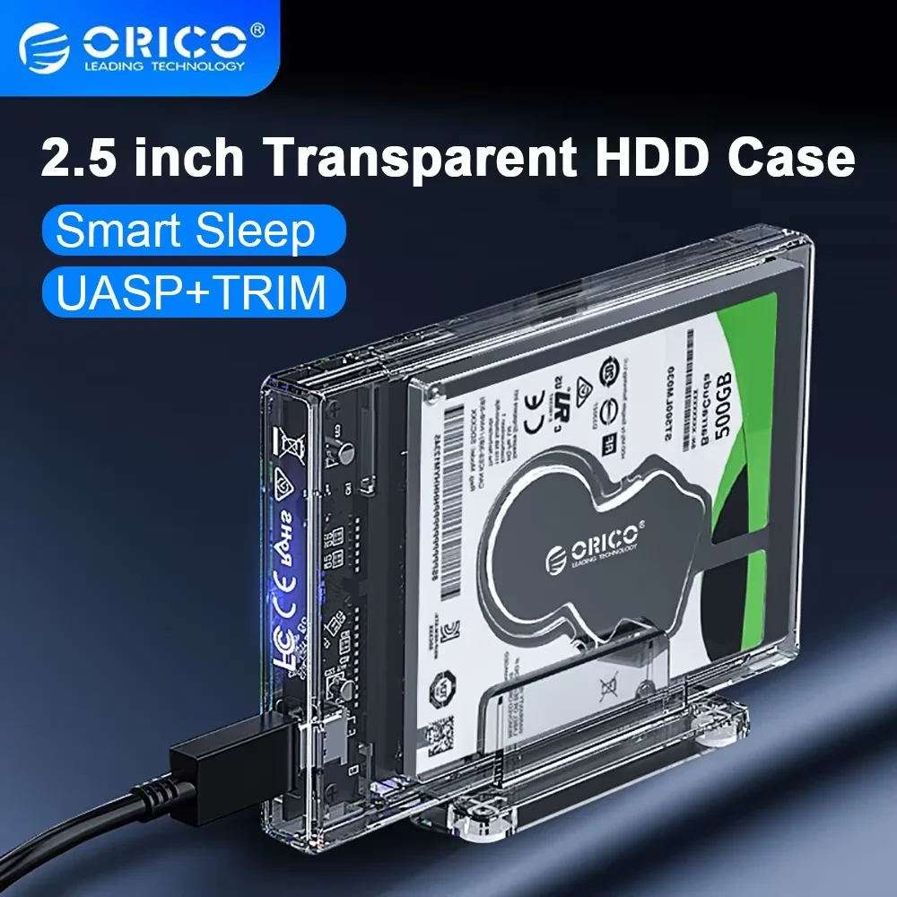 

Корпус ORICO для жесткого диска 2,5 дюйма SATA-USB 3.0 Type-C для жесткого диска SSD-диска Прозрачный корпус HD Внешний корпус для жесткого диска